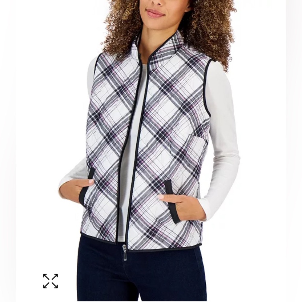 Karen Scott Sport Plaid Winter/Fall Quilted Vest Size S